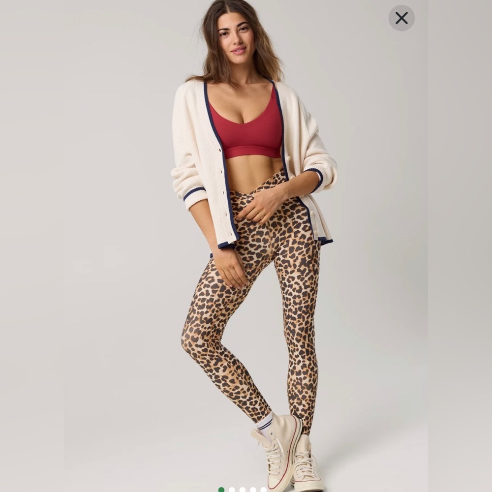 Aerie Offline Real Me Crossover Waist Leopard Print Leggings XS NWT